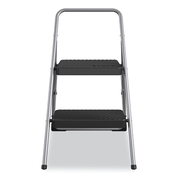 2-Step Folding Steel Step Stool, 200 Lb Capacity, 17.38w X 18d X 28.13h, Cool Gray